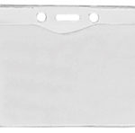 Horizontal Top-Load Clear Vinyl Badge Holder with Slot/Chain Holes, 100 pack