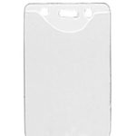 Vertical Top Load Clear Vinal Badge Holder with Slot/Chain Holes - 100 pack