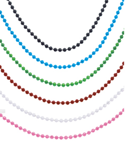 30" Metallic Colored Electro-Static Finish Steel Beaded Neck Chain with Connector