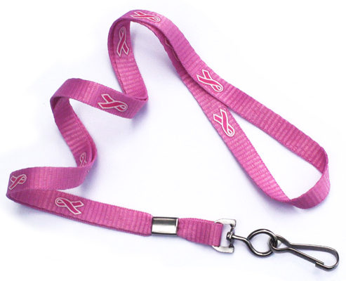 Pink Ribbon Lanyard with Breakaway - 100 pack