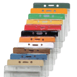 Horizontal Top Load Color-Bar Vinyl Badge Holder with Slot/Chain Holes - 100 pack